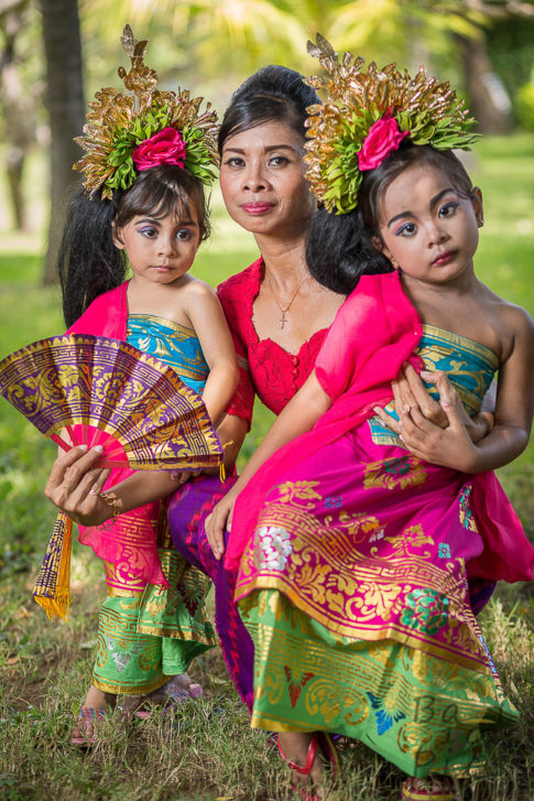 Balinese family in traditional clothing