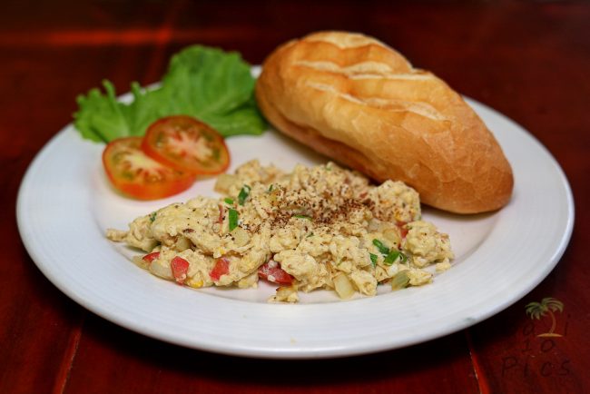 Breakfast with scrambled eggs