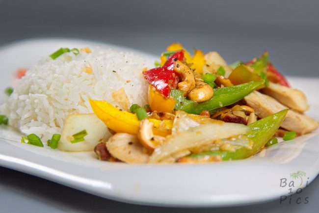 Rice and chicken in Bali