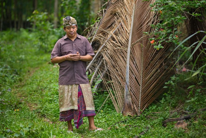 A Balinese man in the woods