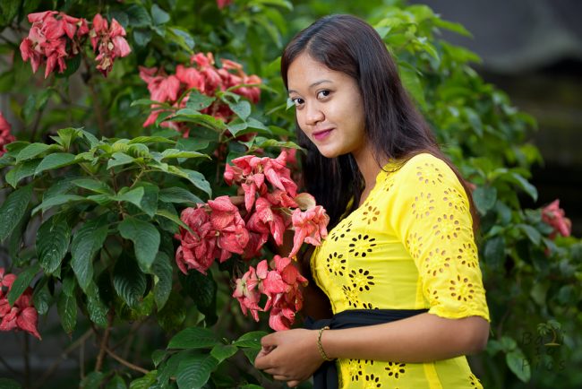 Girl and flower, Tirta Empul - Bali