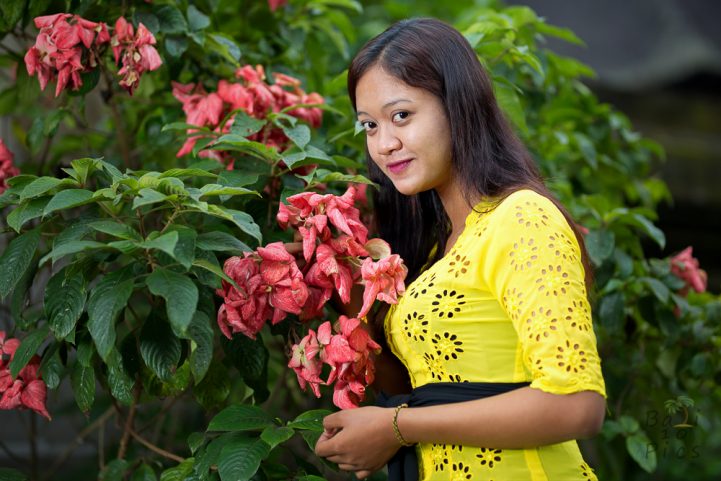 Girl and flower, Tirta Empul - Bali