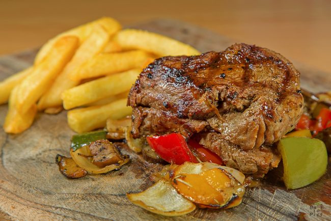 Food photography bali - beef steak with french fries