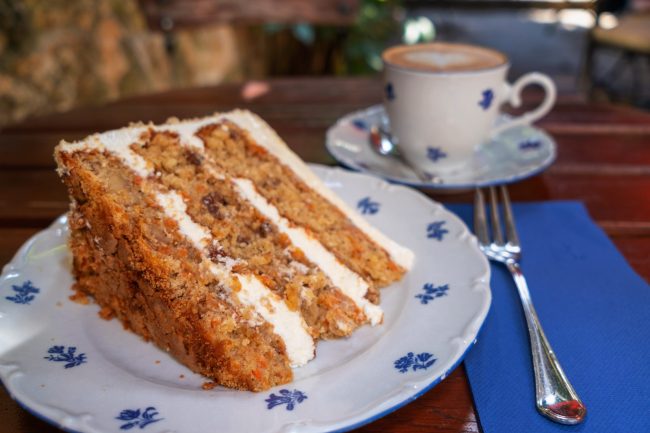 Carrot cake and cappuccino