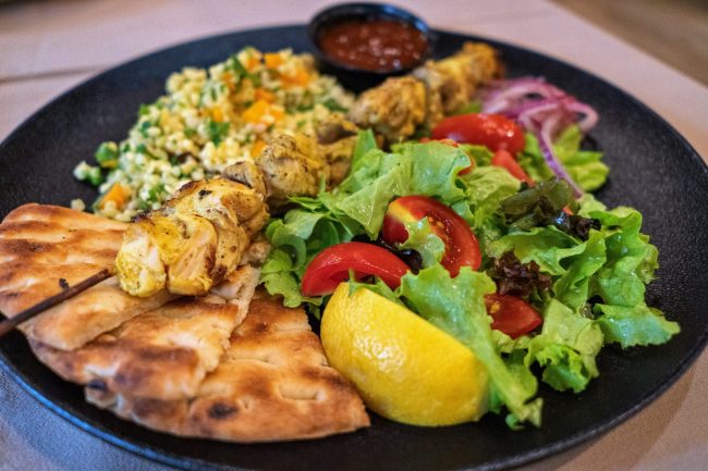 Greek souvlaki with pita