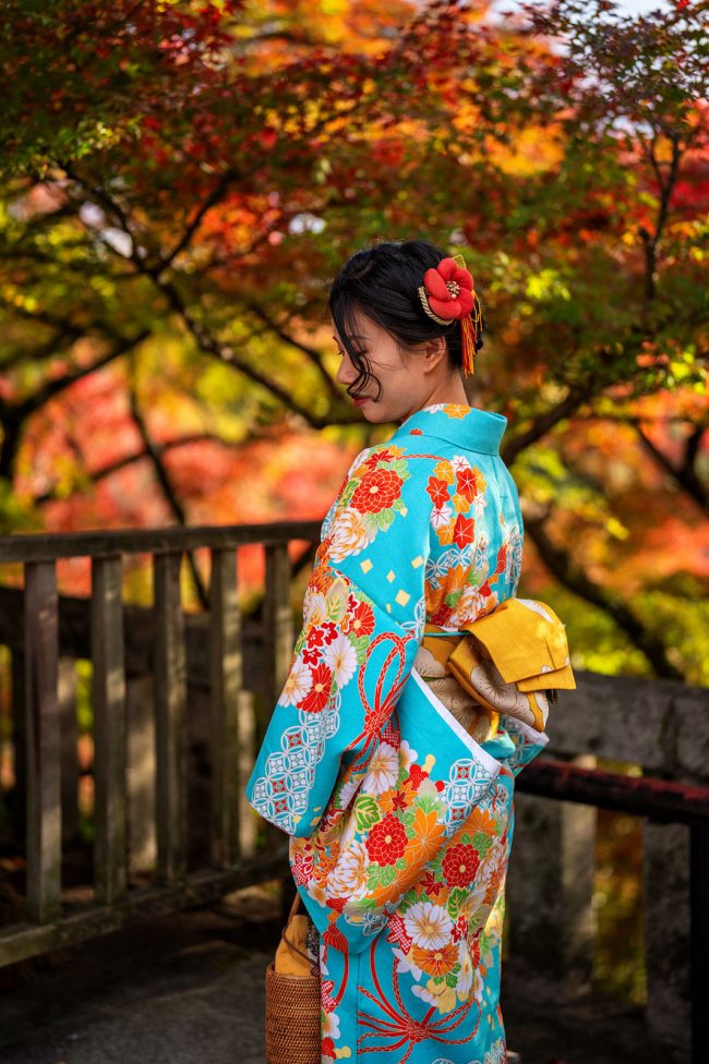 Woman kimono autumn
